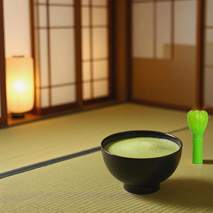 Resin Matcha Whisk - Traditional Japanese Chasen Tea Whisk,Durable Plastic Tea Stirrer & Mixing Tool,No-Stripe Design,Perfect Baking & Utensil Accessories for Tea Lovers（Green）