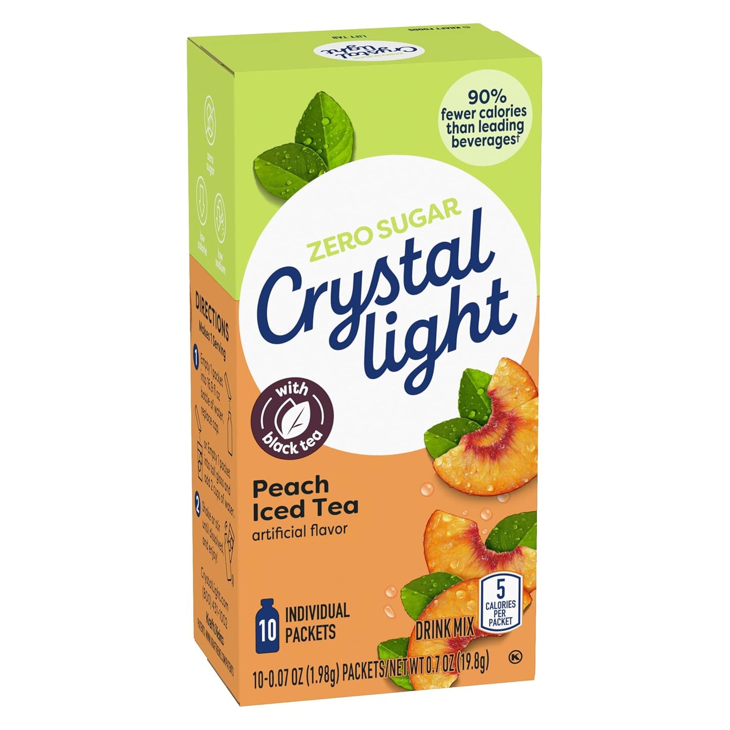 Crystal Light Drink Mix, 120 Packets, for Convenient On-the-Go Flavorful Hydration, Artificially Flavored Peach Iced Tea, Zero Sugar, 0.07 oz each