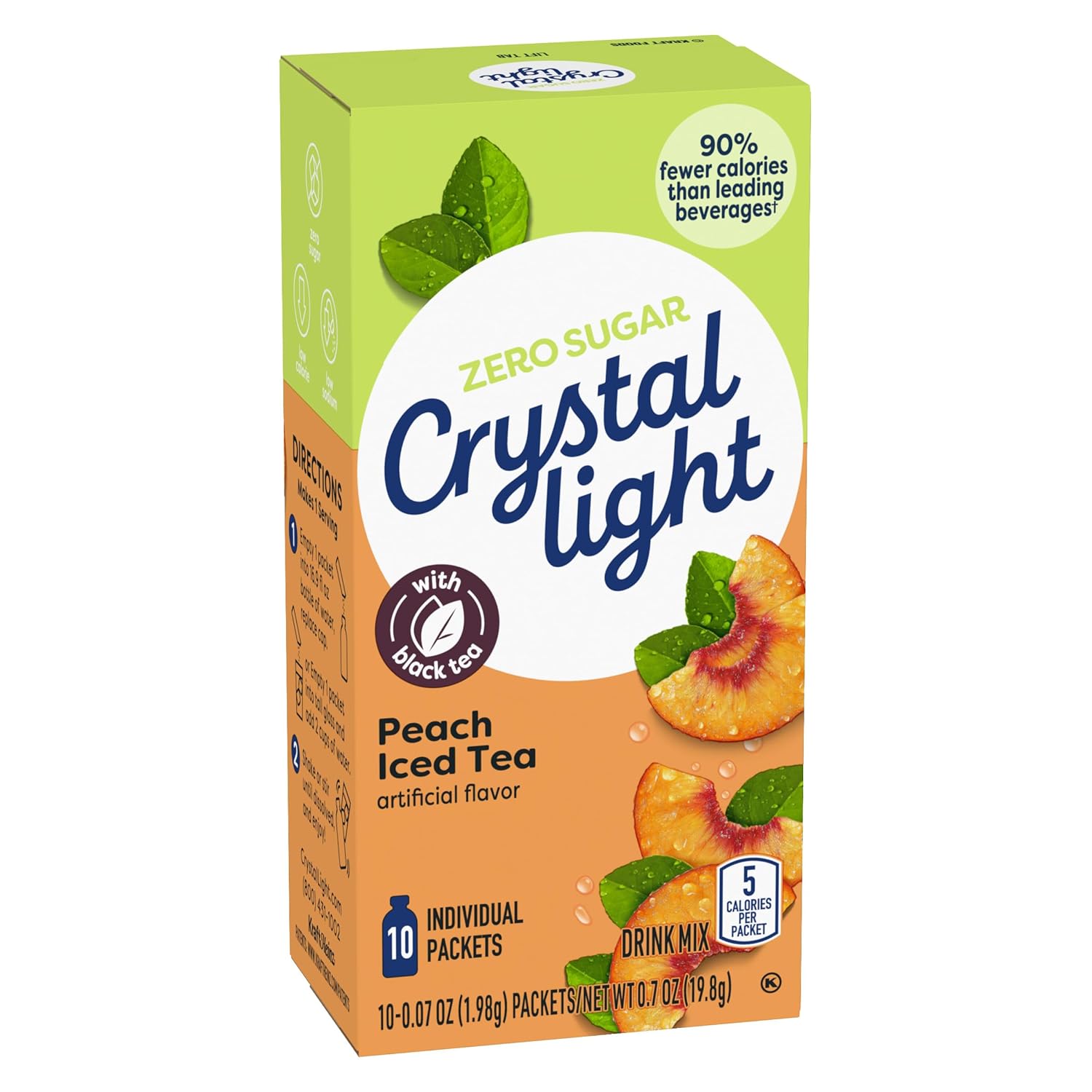 Crystal Light Drink Mix, 120 Packets, for Convenient On-the-Go Flavorful Hydration, Artificially Flavored Peach Iced Tea, Zero Sugar, 0.07 oz each