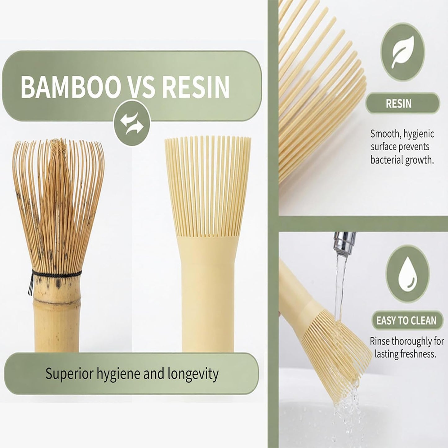 Mini Resin Matcha Whisk Traditional Japanese Long Handle Chasen Matcha Tea Whisk Gifts for Tea Lovers Reusable Plastic Matcha Whisk for Authentic Tea Preparation (Beige)