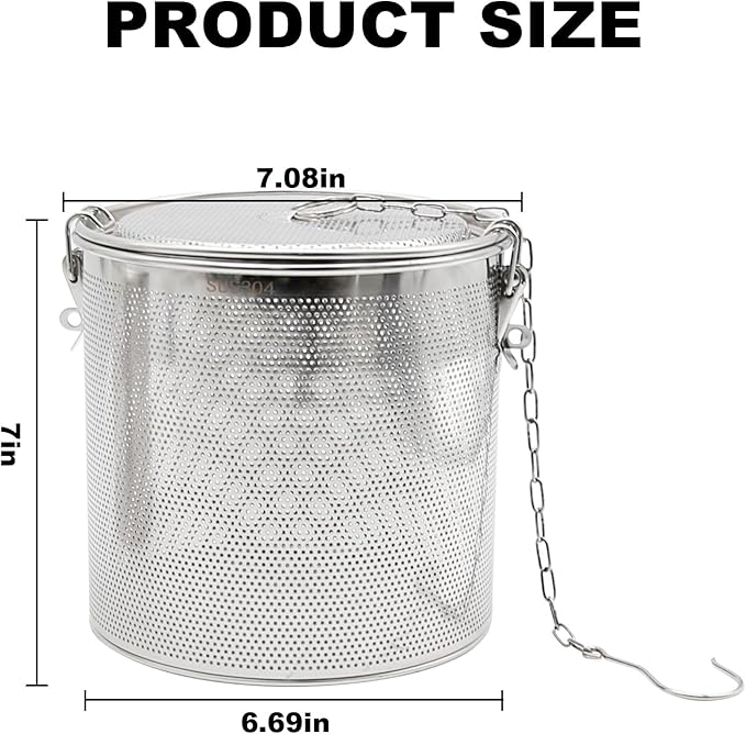 7inch Stainless Steel Seasoning Strainer Tea Ball Filter Soup Seasonings Seperation Basket Mesh Stewpot Basket Tea Infuser Tea Sieve for Home, Restaurant, Kitchen, Dining
