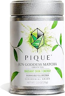 PIQUE Organic Sun Goddess Matcha Tin - Premium First Harvest Ceremonial Grade Matcha Green Tea Powder from Japan (70g/ 2.5oz)