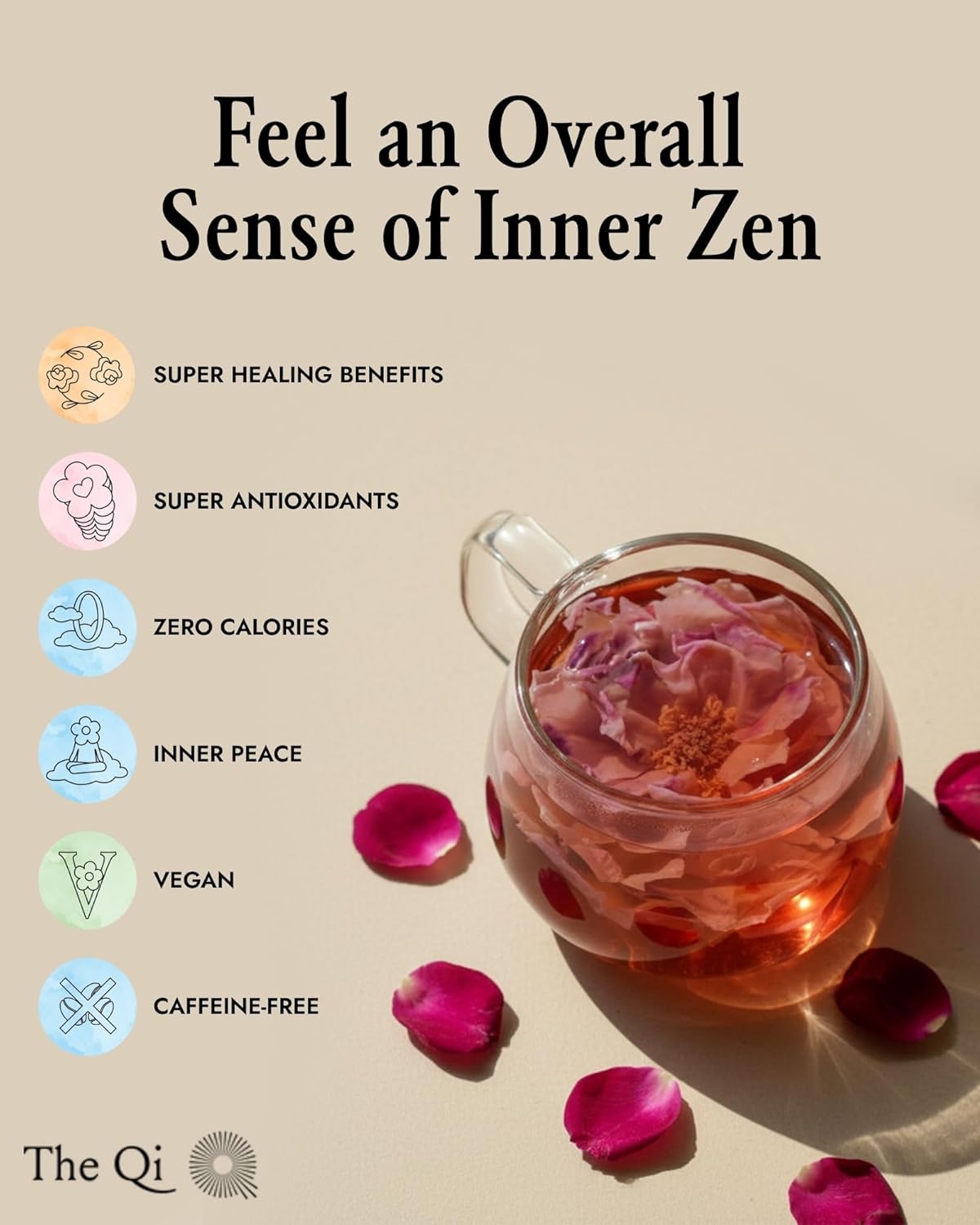 The-Qi Shangri-La Rose Blooming Flower Tea – The Qi 9 Pcs Handpicked Whole Rose Flowers – 100% All Natural Blooming Tea Gift Set for Inner Calm & Relaxation, Caffeine-free – Makes 27 Cups