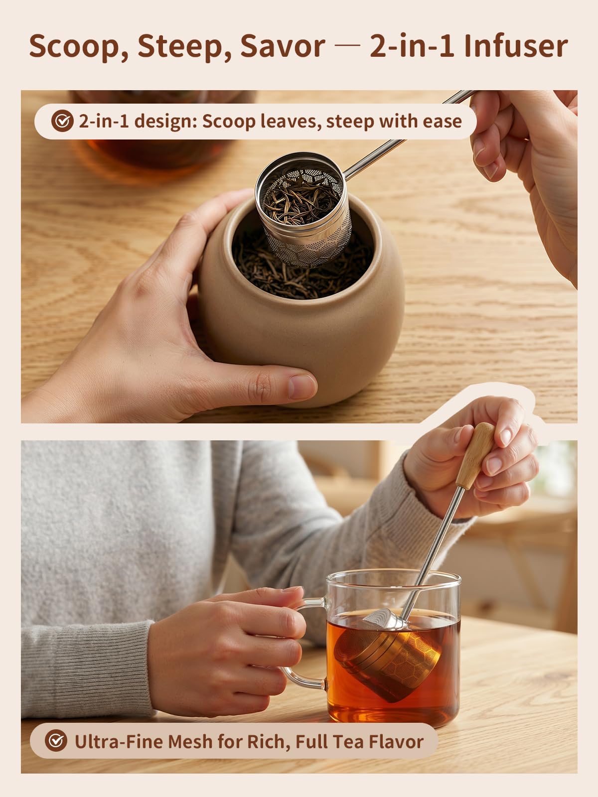 HOUSE AGAIN Tea Infuser for Loose Leaf Tea, Tea Scoop Infuser Fine Mesh Tea Strainers