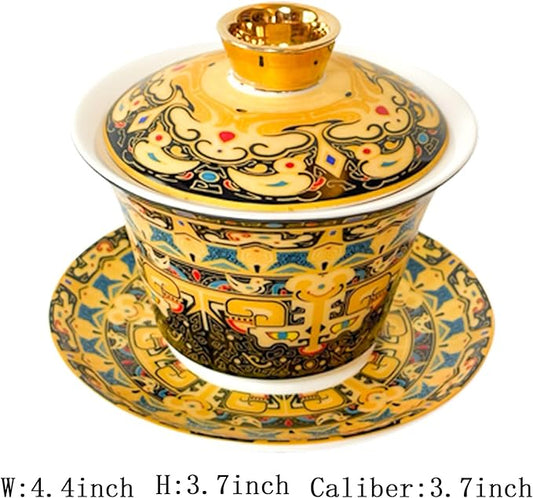 Traditional Chinese Tea Bowl Cover, Ceramic Kung Fu Tea Set, Tangka Bowl