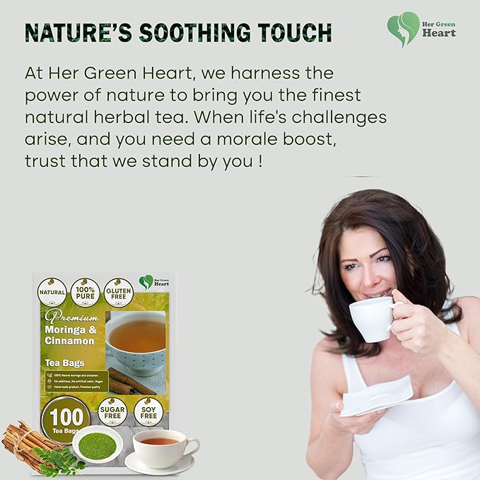 Moringa Cinnamon Tea - 100% Natural Herbal Tea Blend, Caffeine-Free, and Full of Flavor