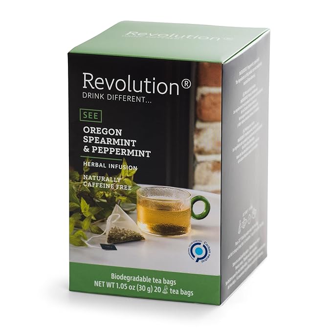 Revolution TEA® Southern Mint [THE ORIGINAL] – Oregon Spearmint & Peppermint – Premium Full Leaf Tea – Biodegradable Infuser Tea Bags – Herbal Tea