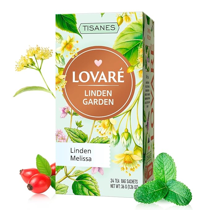 Lovare Linden Garden Herbal Tea – Aromatic Blend with Linden, Melissa, Fruits & Berries – Caffeine-Free, Light & Flavorful