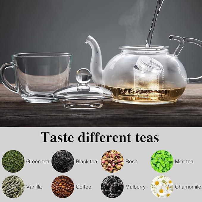 2 Pack Tea Infuser, Tea Strainers for Loose Tea Mesh Stainless Tea Strainer Loose Leaf Tea Steeper Tea Diffuser with Tea Basket and Lid for Black Tea