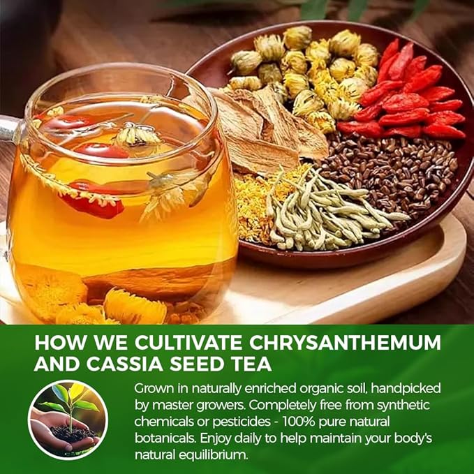 WOTIHA Chrysanthemum cassia seed tea 150g，30 Herbal Teabags， burdock root tea | Honeysuckle | Goji berry | Osmanthus flower | Combination Herbal Tea