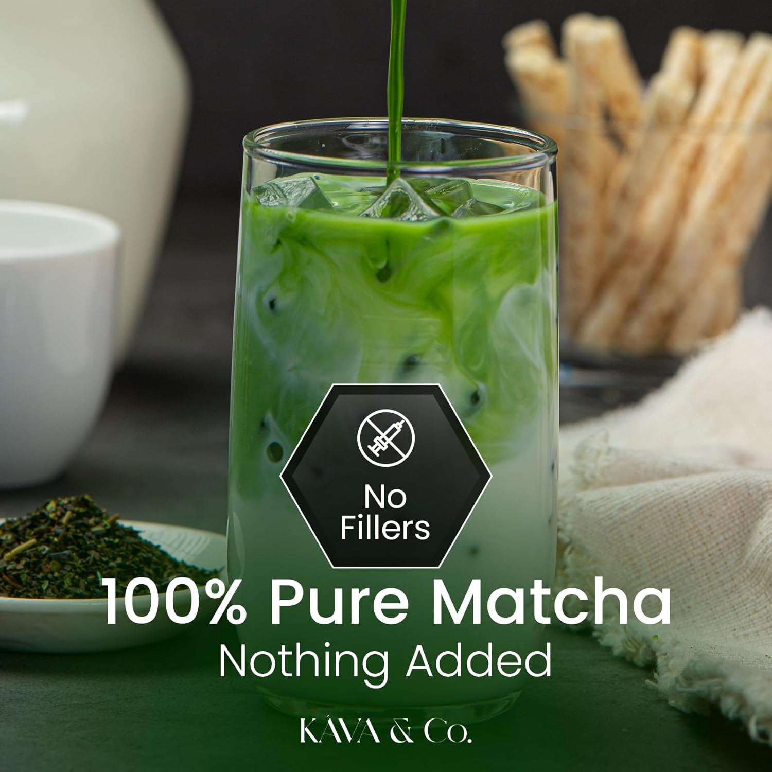Kava and Co Ceremonial Matcha - Premium Japanese Green Tea - Authentic Stone Ground Matcha Powder - Shade Grown Leaves for Natural Energy - Jitter Free Antioxidant Superfood for Lattes and Smoothies