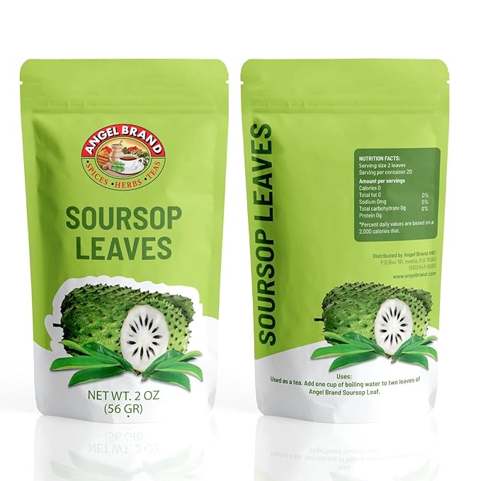 Angel Brand Dried Guanabana Leaves for Herbal Tea – Ideal for Brewing Refreshing and Beneficial Drinks – 2oz