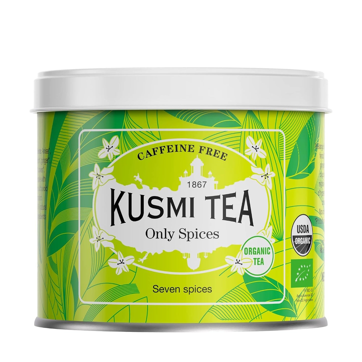 Kusmi Tea - Only Spices - Organic Herbal Tea with Cinnamon, Aniseed, Ginger, Licorice, Fennel &amp; More Spices - Caffeine Free - Enjoy Hot or Iced - Loose Leaf Tea - Tin Box of 3.5 oz for about 50 cups