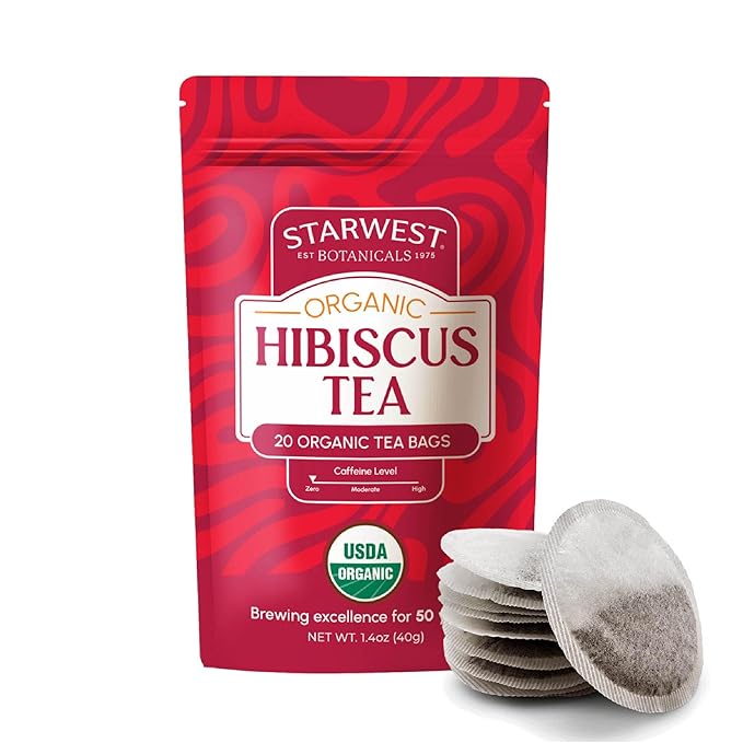 Starwest Botanicals Organic Hibiscus Tea - Caffeine Free Herbal Tea, Tea with Antioxidant Properties