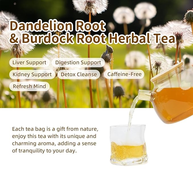 Hanfangling Roasted Dandelion Burdock Root Herbal Tea-Detoxifying,Supports Gentle Liver/Kidney/Intestinal Caffeine-Free Coffee Alternative