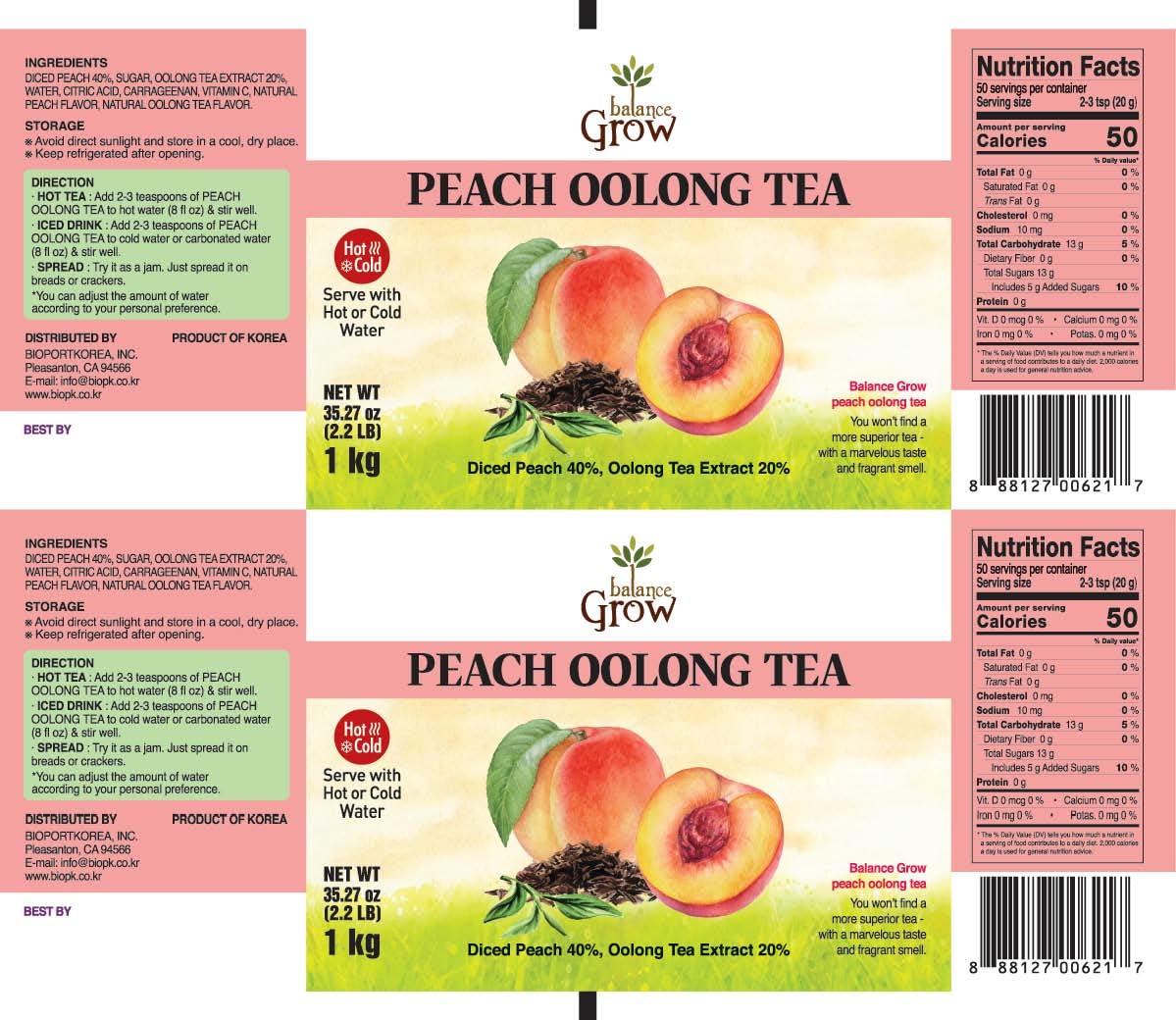 Balance Grow Peach Oolong Tea 2.2 lbs (35.27 OZ)