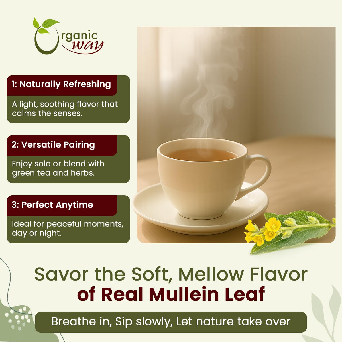 Organic Way Mullein Leaf Cut & Sifted - Herbal Tea (16 Oz)