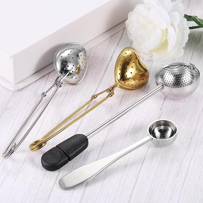 uxcell Pineapple Snap Tea Ball Infuser with Handle, Loose Tea Steeper, Stainless Steel Tea Strainer for Brew Loose Leaf Tea, Silver