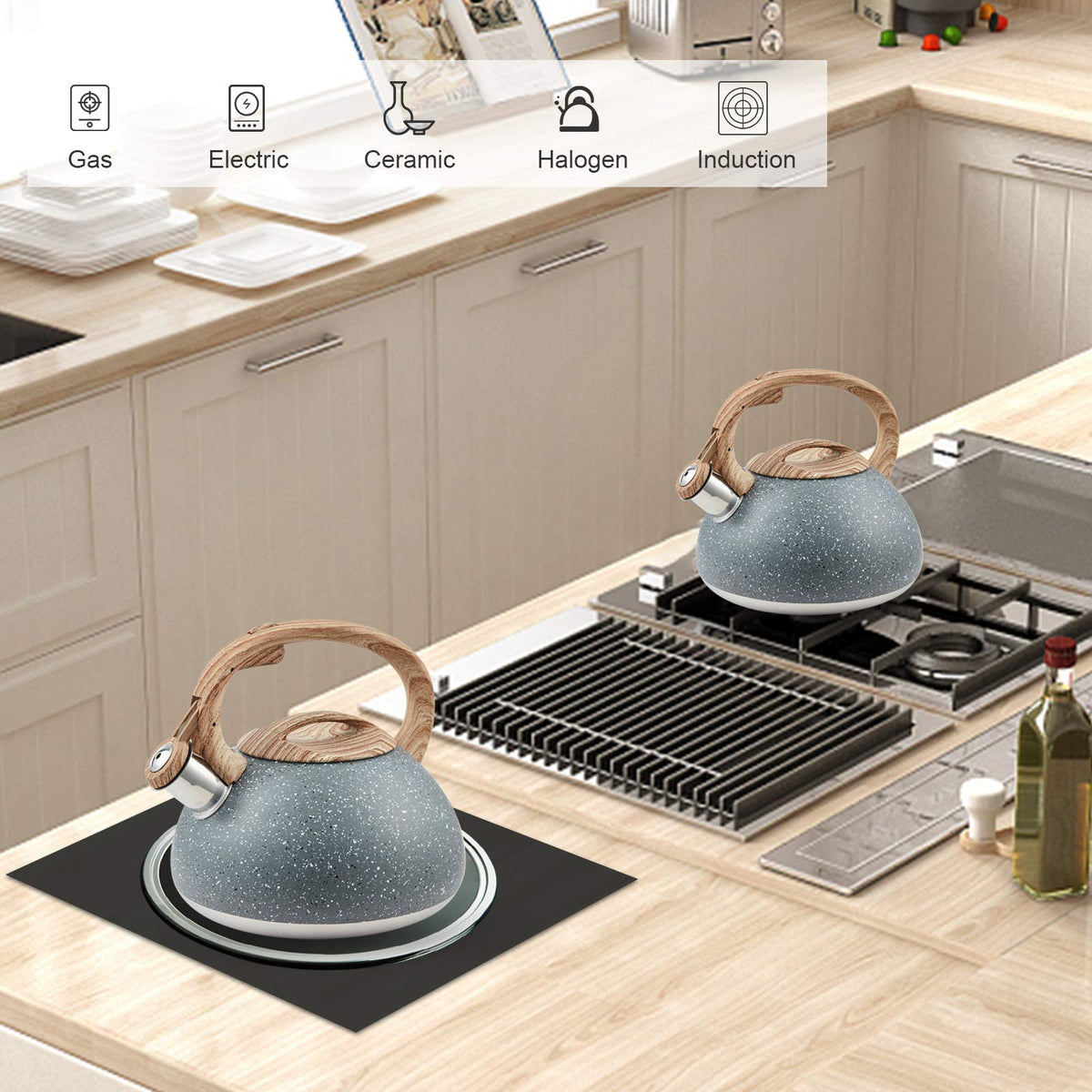 LUXGRACE s-p Whistling Tea Kettle Stainless Steel Teapot,Teakettle for Stovetop Induction Stove Top,Fast Boiling Heat Water