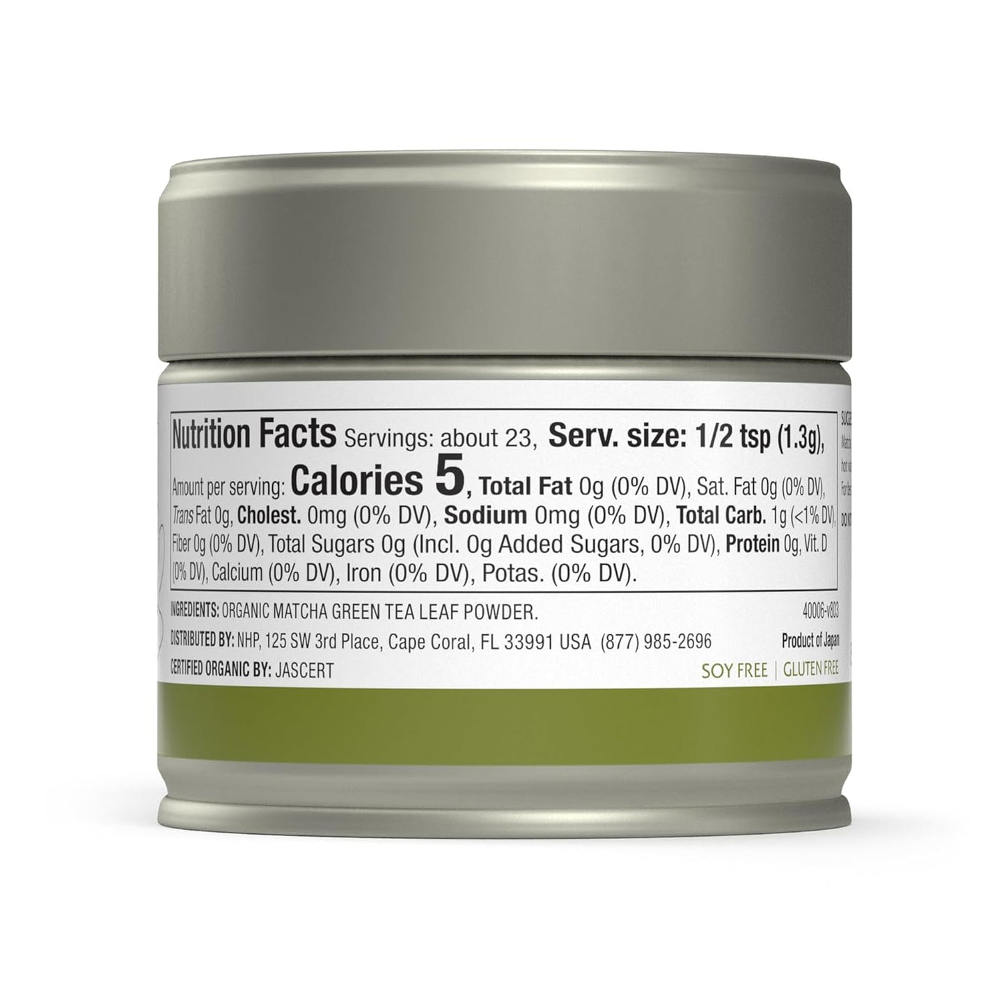 Solspring Organic Matcha Ceremonial Green Tea, 23 Servings (1 Tin), Certified USDA Organic, Non-GMO, Gluten Free, Soy Free, Dr. Mercola