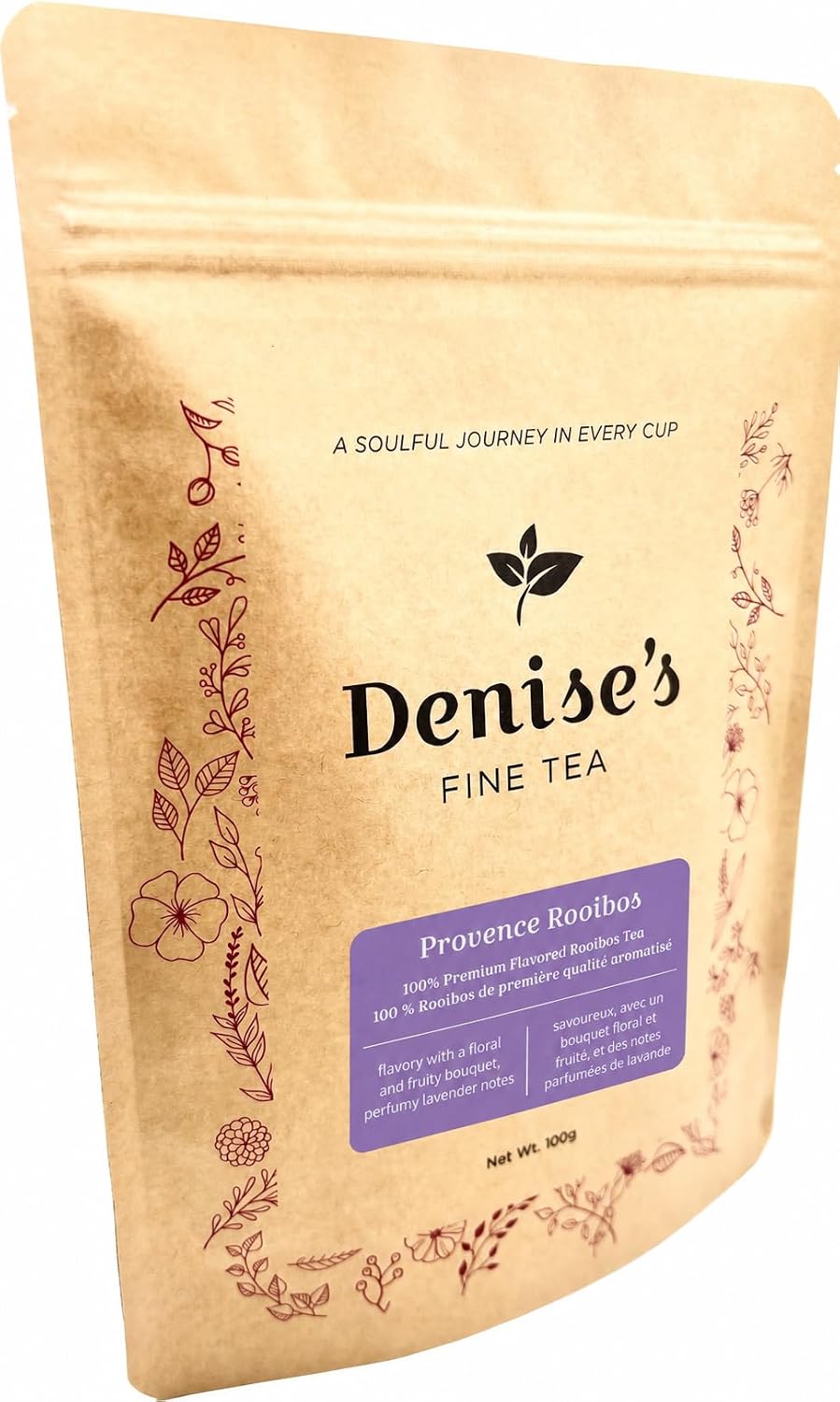 Denise's Fine Tea, Premium, Provence Rooibos, Flavored Rooibos Tea, Caffeine-Free, Loose Leaf (100g)