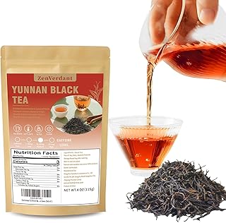 ZenVerdant Yunnan Dianhong Black Tea 4oz, Premium Chinese Loose Leaf Black Tea, Rich & Malty Flavor, Resealable Bag