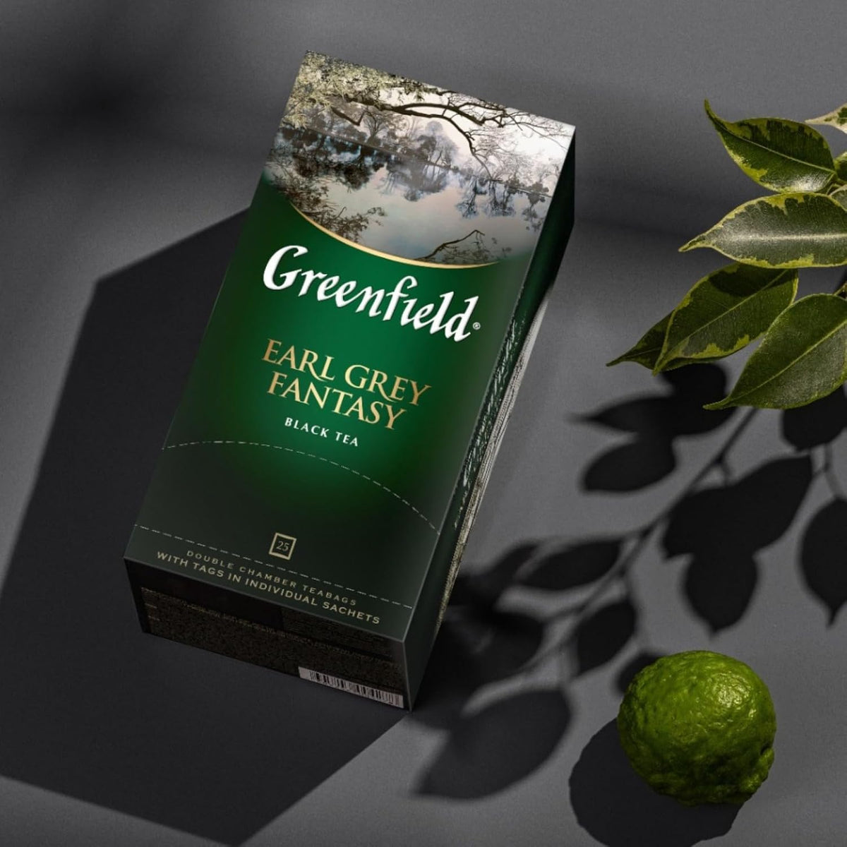 Greenfield Earl Grey Fantasy Сlassic Collection Black Tea Finely Selected Speciality Tea 25 Double Chamber Teabags With Tags in Foil Sachets