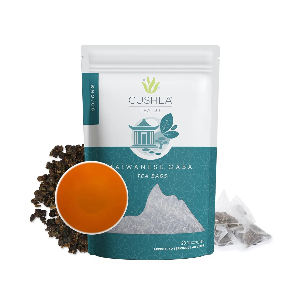 Taiwanese Gaba Oolong Tea Bags - Delicious Fresh Packed Gaba Oolong Relaxing Tea. Gabba Wu Long Tea. Approx. 40 Cups