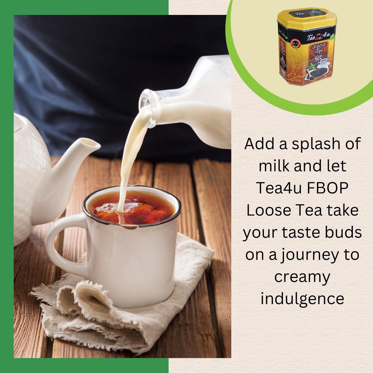 Tea4U Flowery Broken Orange Pekoe (FBOP) Tips Loose Black Ceylon Tea - Handpicked Fresh Tea Leaves with Rich Aromatic Flavor - Metal Canister for Authentic Flavor &amp; Long Lasting Freshness - 200g