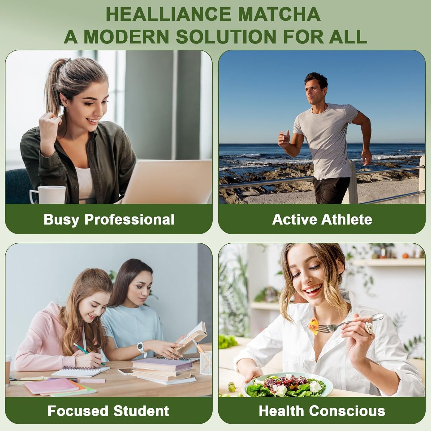 Matcha Powder Single Serving Sticks - Healliance Ceremonial Grade Matcha Powder with Lion's Mane and Ashwagandha for Calm Focus and Antioxidant Support (30 Packets)