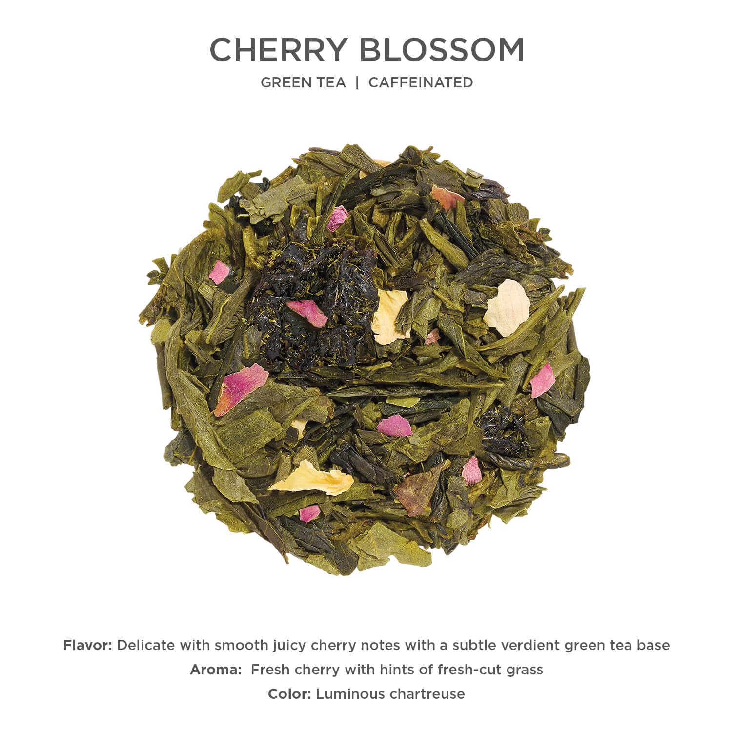 Tea Forte Cherry Blossom Premium Caffeinated Green Tea Blend Event Box, Bulk Pack 40 Count, 10 per tray Individually Wrapped Handcrafted Pyramid Infusers