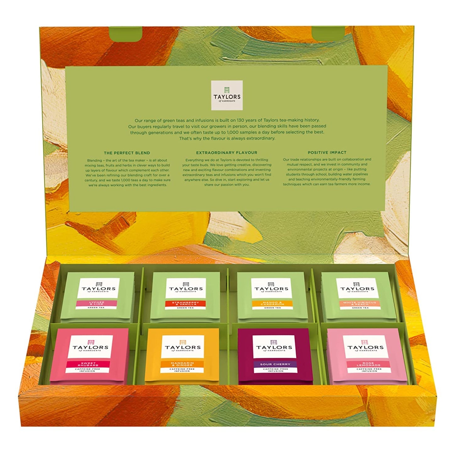 Taylors of Harrogate Assorted Green & Herbal Teas Sampler, Variety Pack Gift Box, Individually Wrapped Bags, 48 Count, Premium Green & Herbal Teas