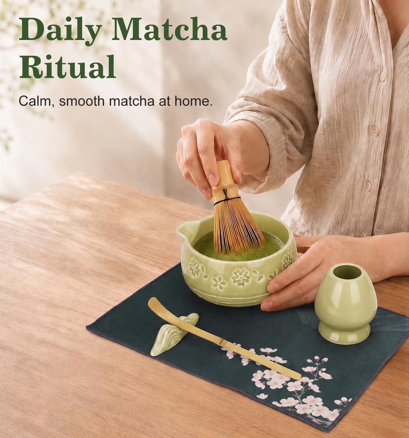 Matcha Whisk Set, Ceramic Matcha Kit for Beginners &amp; Tea Lovers | 8-Piece Set with 550ml Spouted Bowl, 80-Prong Whisk, Sifter, Scoop &amp; Gift Box, Premium Ceramic, Easy to Clean
