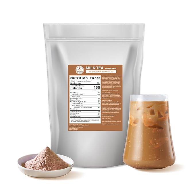 Flavfar Less Sugar 2 in 1 Milk Tea Powder, 2.2 lb – Instant Powdered Drink, Serve Hot or Cold – Authentic Taiwanese Flavor for Bubble Tea at Home