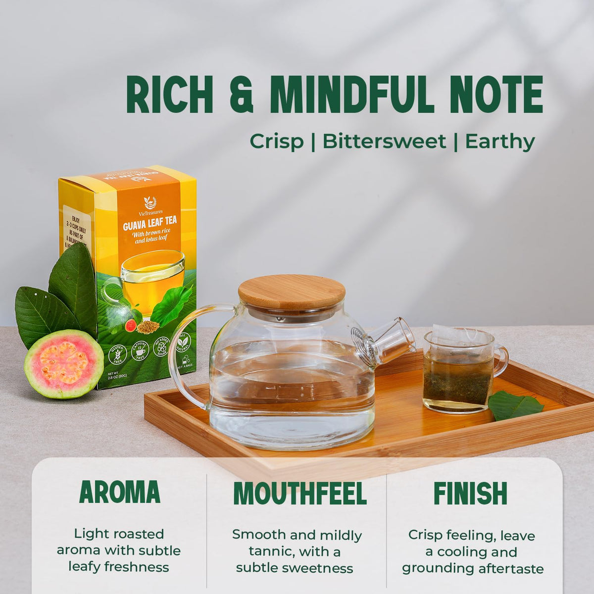 VieTreasures Fit Herbal Tea, Guava &amp; Lotus Leaf, 2.8oz, 40 Tea Bags