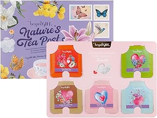 Novelty Tea Bags - 10 Count (5 Heart + 5 Flower Shaped) | 5 Unique Flavors Tea Sampler, Floral-Themed Gift Set for Tea Lovers