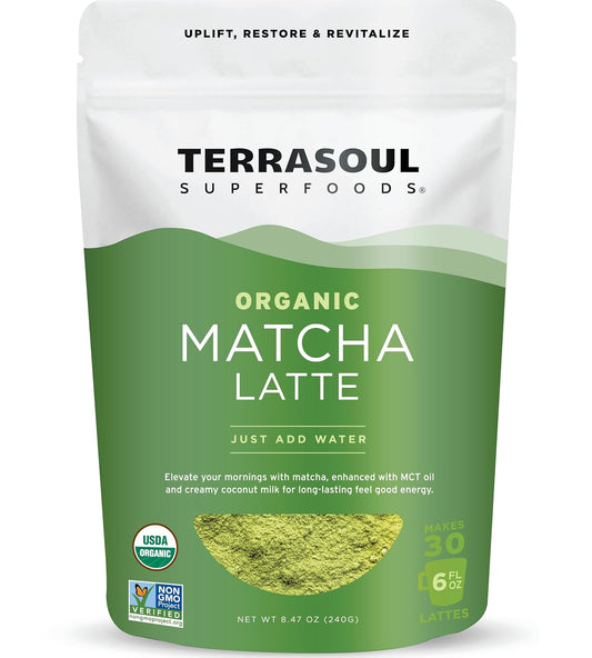 Terrasoul Superfoods Organic Matcha Latte – Premium Grade, Vegan & Dairy-Free - 8.47oz