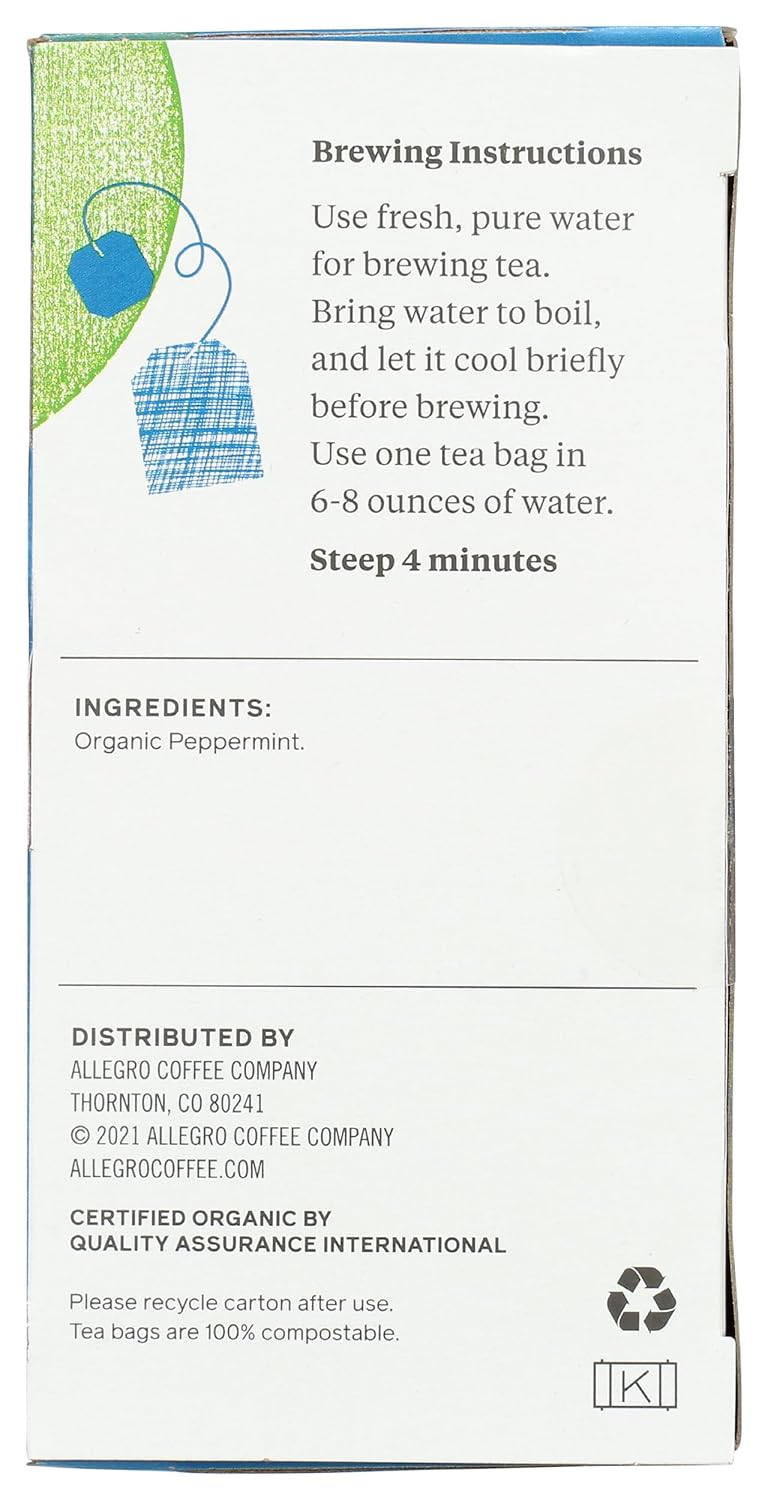 Allegro Tea, Organic Northwest Peppermint Tea Bags, 20 ct