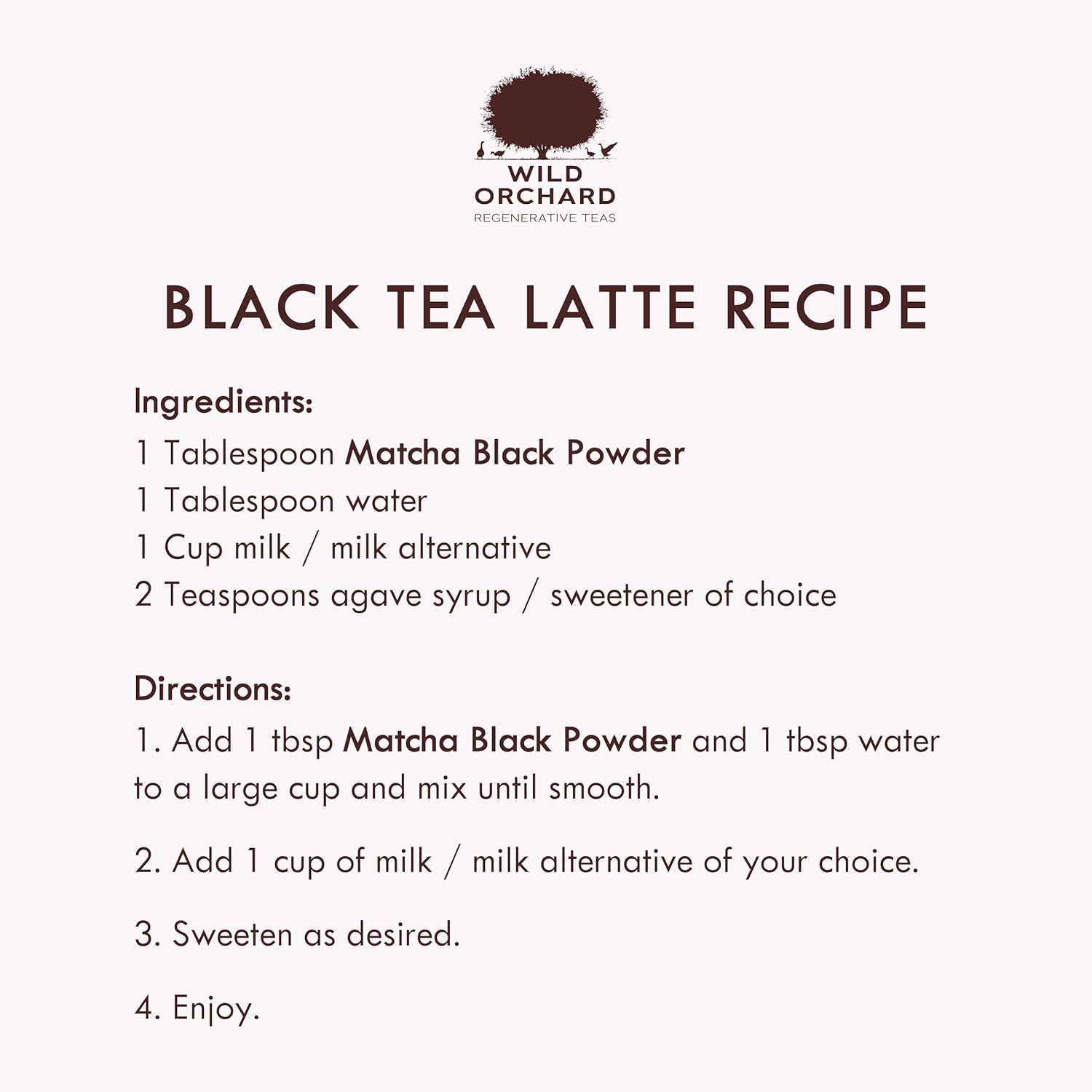 Wild Orchard Ayr Matcha Black from Jeju Island - Premium Tea - 100% Regenerative Organic Certified - Premium Grade Black Matcha Tea Powder Cultivated on Jeju Island in South Korea