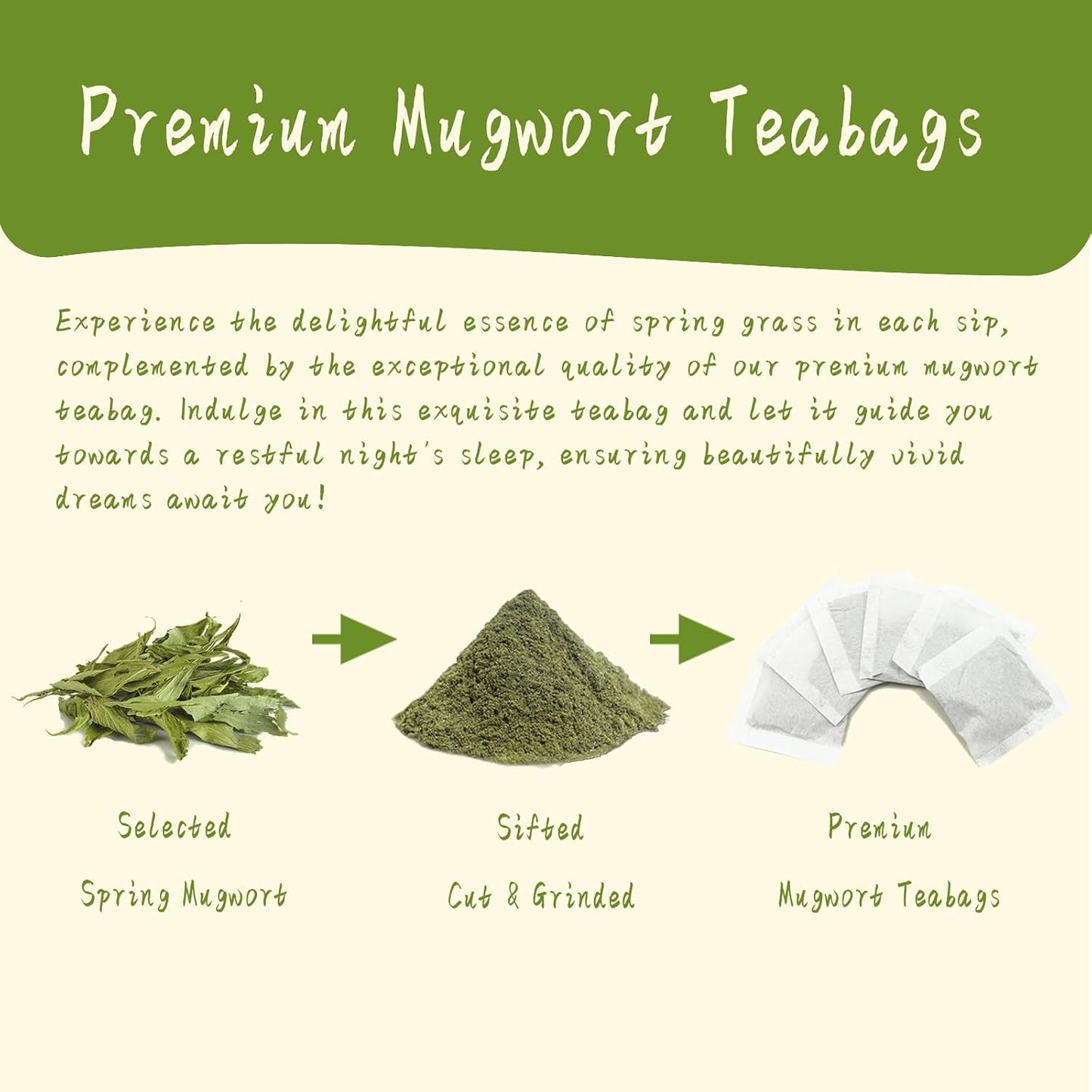 Jarteela - Mugwort Tea Bags, 50 Count, Dried Mugwort Herb Teabags | 100% pure mugwort herb, caffeine-free and Non-GMO. Earthy and smooth, ideal for daily hot or iced artemisia tea.