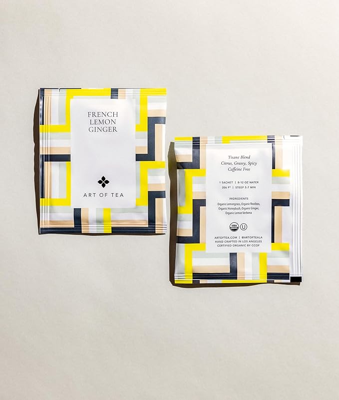 Art of Tea, French Lemon Ginger, 50 Eco Friendly Pyramid Tea Bag Sachets
