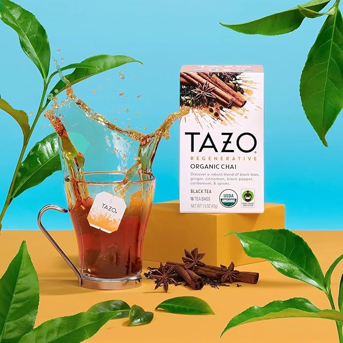 Tazo Awake English Breakfast & Chai Tea Bundle, 32 Tea Bags Total, Pack of 2