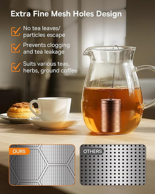 House Again Tea Infusers, Extra Fine Mesh Tea Strainers for Loose Tea, Updated Slim Threaded Lid & 304 Stainless Steel, Filter Bags Diffusers