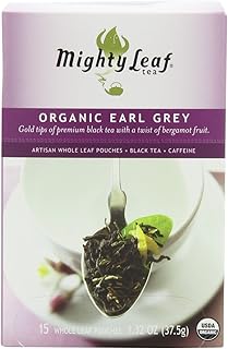 Mighty Leaf Organic Earl Grey Black Tea – 45 Count (15 Silken Tea Bags per Box, Pack of 3) – Smooth, Aromatic Whole Leaf Black Tea with Bergamot – USDA Organic – Packaging May Vary