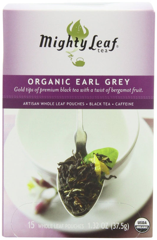 Mighty Leaf Organic Earl Grey Black Tea – 45 Count (15 Silken Tea Bags per Box, Pack of 3) – Smooth, Aromatic Whole Leaf Black Tea with Bergamot