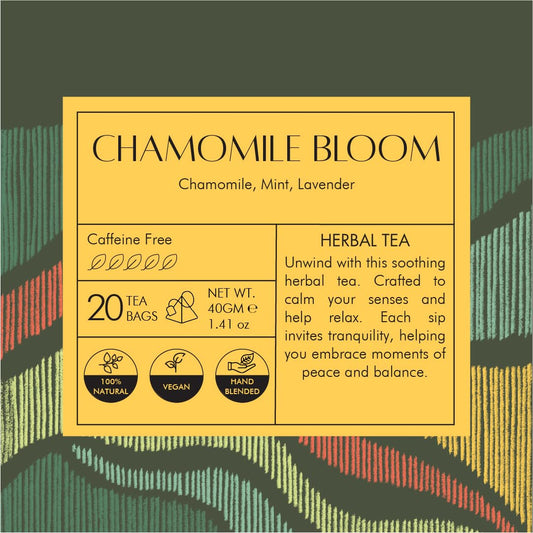 Celeste Chamomile Bloom Herbal Tea | Lavender Chamomile Tea with Mint | Caffeine Free Bedtime Tea | 20 Pyramid Tea Bags | Natural Ingredients