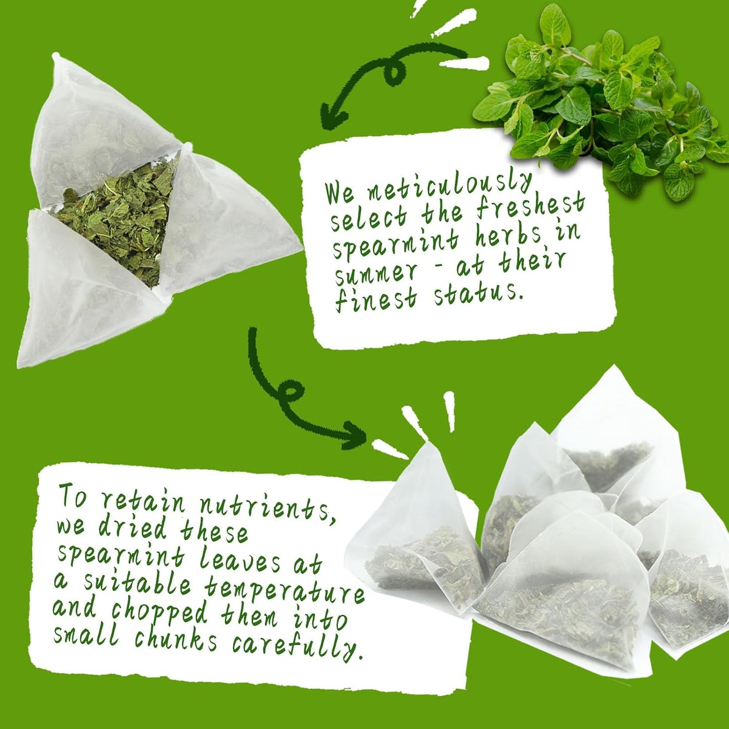 Jarteela - Spearmint Tea Bags, 60 Ct, Spearmint Mint Leaf Tea | 100% spearmint leaves, Non-GMO. Naturally refreshing, helps freshen breath and supports gentle digestion after meals.