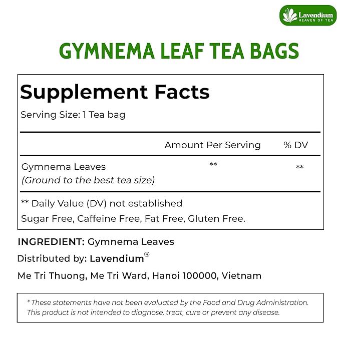 Lavendium Premium Gymnema Leaf Tea Bags, 120 Count – Cold-Dried, No Sugar, Vegan