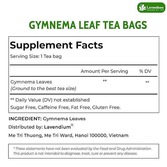 Lavendium Premium Gymnema Leaf Tea Bags, 120 Count – Cold-Dried, No Sugar, Vegan