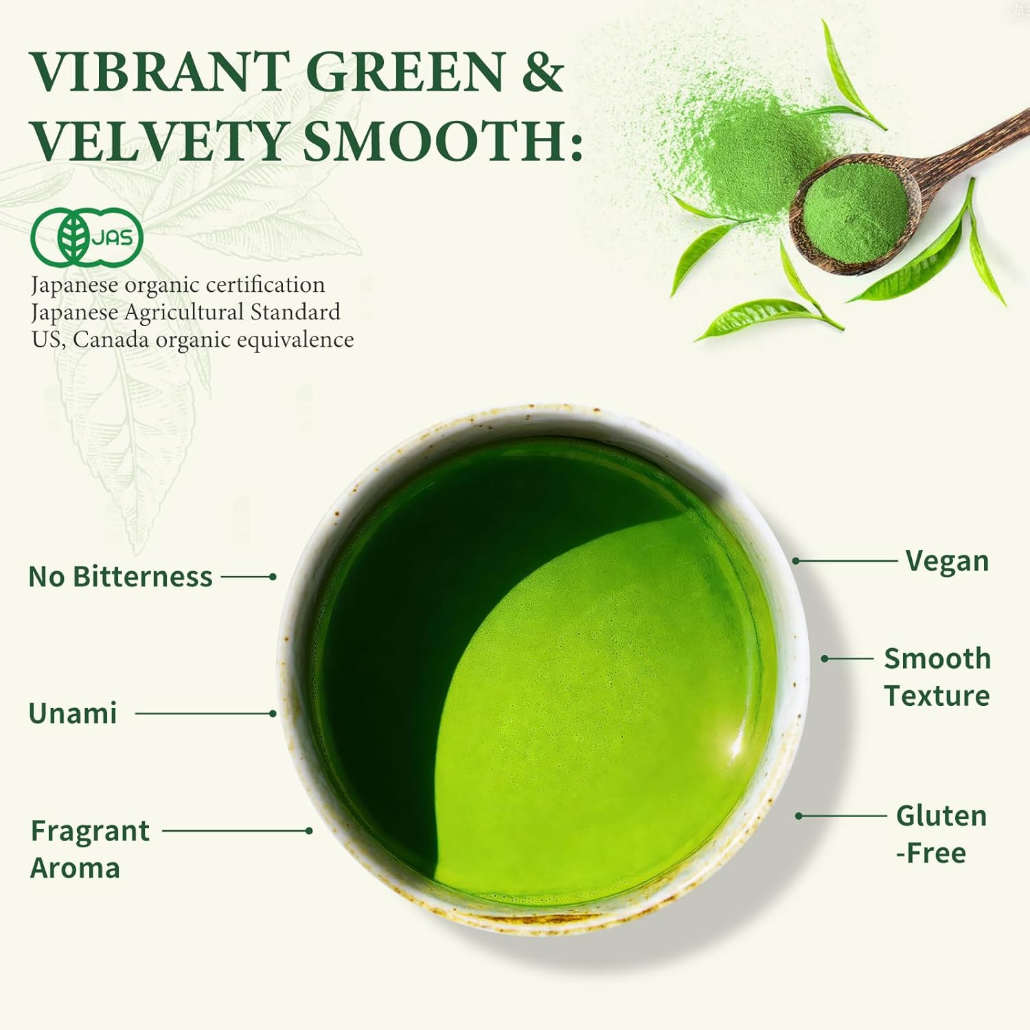 KANEMATSU Japanese Green Tea Matcha Powder – Ceremonial Grade, JAS Certified Organic Matcha 1.75oz Tin (50g), Rich in Antioxidants with Caffeine & L-Theanine for Focus & Relaxation, Kosher Non-GMO